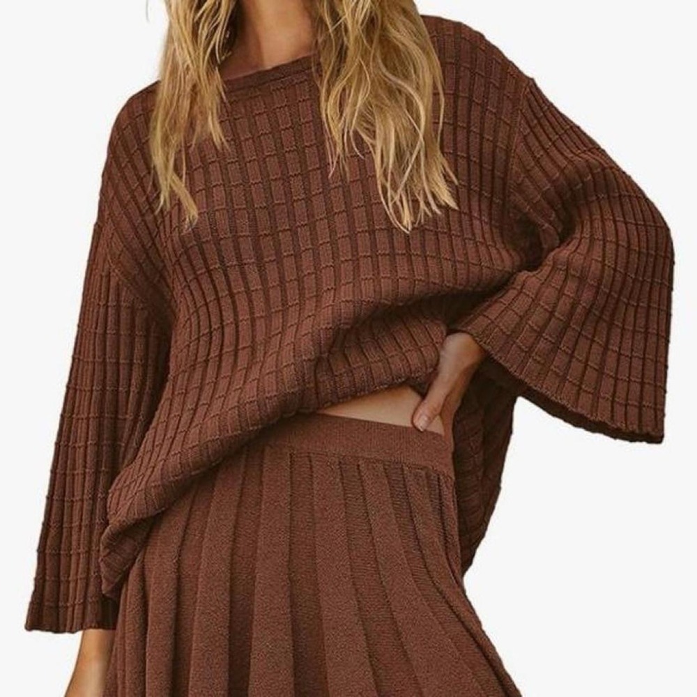 SENSERISE Women's Bell Sleeve Cropped  Long Sleeve Sweater Top